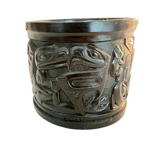 Boma Canada Black Resin Tiki Tribal Inuit shot glass